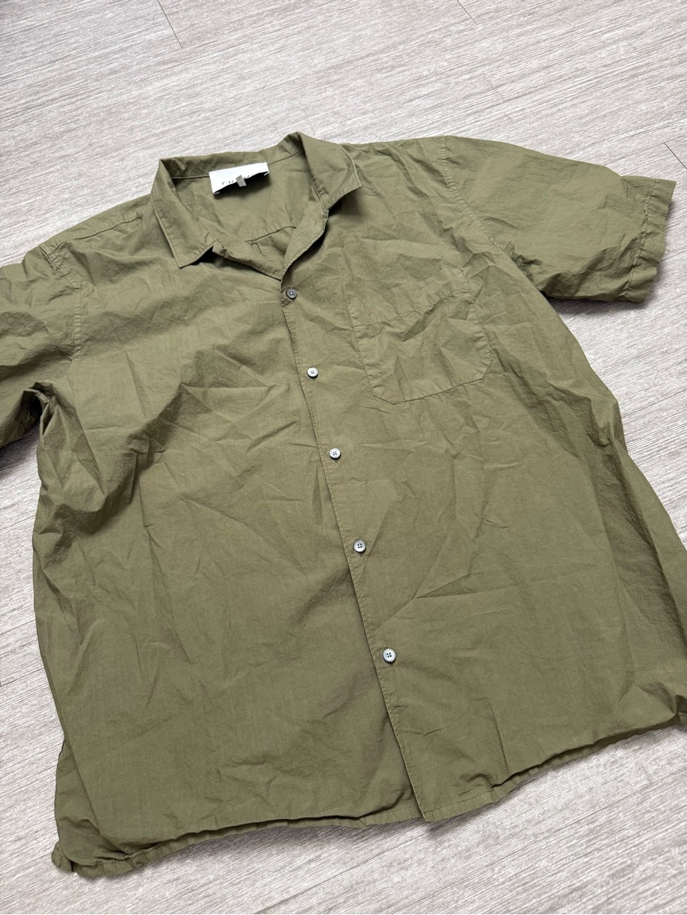 FRAME Men’s XXL Old Green Cotton Short Sleeve Button Up Shirt Oversized